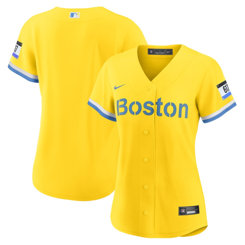 Women's - Boston Red Sox City Connect Replica Jersey - Gold/Light Blue Women's - Boston Red Sox City Connect Replica Jersey - Gold/Light Blue