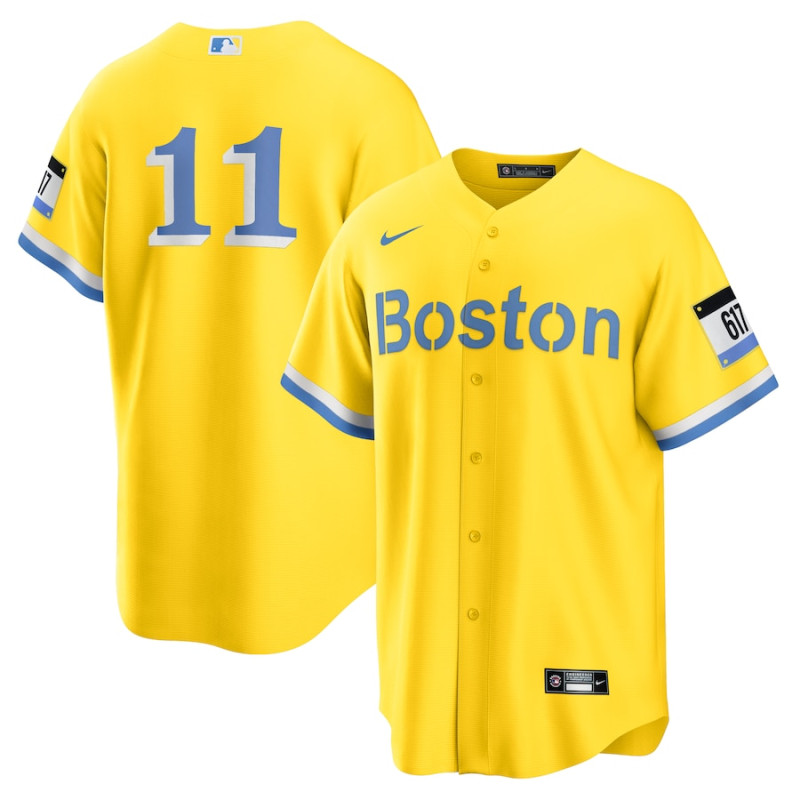 Men's - Rafael Devers Boston Red Sox City Connect Replica Player Jersey - Gold/Light Blue Men's - Rafael Devers Boston Red Sox City Connect Replica Player Jersey - Gold/Light Blue