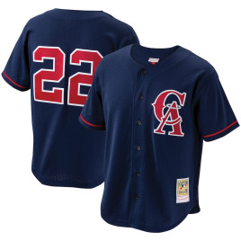 Men's - Bo Jackson California Angels Mitchell & Ness Cooperstown Collection Mesh Batting Practice Button-Up Jersey - Navy Men's - Bo Jackson California Angels Mitchell & Ness Cooperstown Collection Mesh Batting Practice Button-Up Jersey - Navy