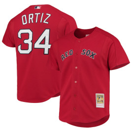 Men's - David Ortiz Boston Red Sox Mitchell & Ness Cooperstown Collection Mesh Batting Practice Jersey - Red