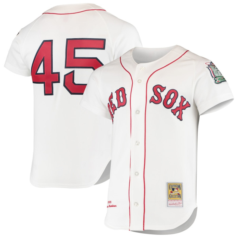 Men's - Pedro Martinez Boston Red Sox Mitchell & Ness 1999 Cooperstown Collection Home Authentic Jersey - White Men's - Pedro Martinez Boston Red Sox Mitchell & Ness 1999 Cooperstown Collection Home Authentic Jersey - White