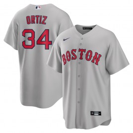 Men's - David Ortiz Boston Red Sox Road Replica Player Jersey - Gray Men's - David Ortiz Boston Red Sox Road Replica Player Jersey - Gray
