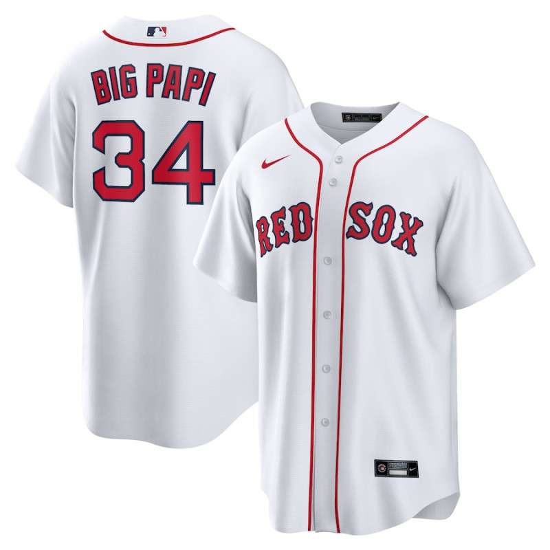 Men's - David Ortiz Boston Red Sox Big Papi Replica Jersey - White Men's - David Ortiz Boston Red Sox Big Papi Replica Jersey - White