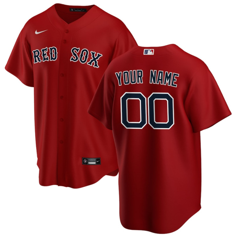Men's - Boston Red Sox Alternate Replica Custom Jersey - Red Men's - Boston Red Sox Alternate Replica Custom Jersey - Red