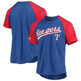Men's - Texas Rangers Stitches Button-Down Raglan Replica Jersey - Royal