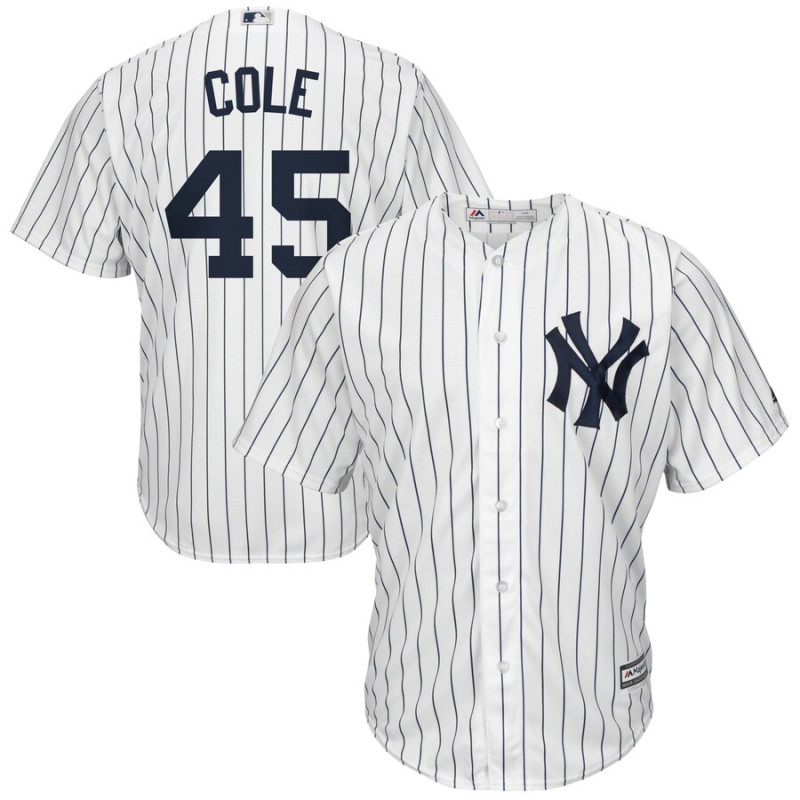 Men's - Gerrit Cole New York Yankees Replica Player Jersey - White/Navy Men's - Gerrit Cole New York Yankees Replica Player Jersey - White/Navy