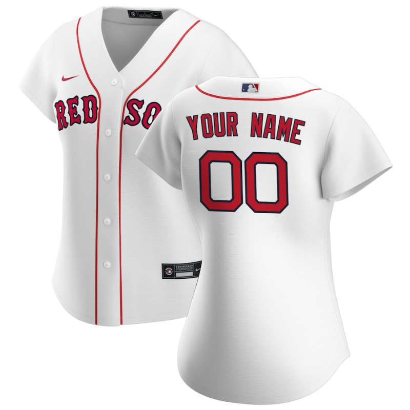 Women's - Boston Red Sox Home Replica Custom Jersey - White Women's - Boston Red Sox Home Replica Custom Jersey - White