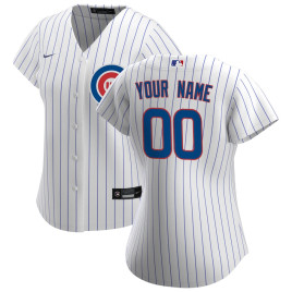 Women's - Chicago Cubs Home Replica Custom Jersey - White Women's - Chicago Cubs Home Replica Custom Jersey - White