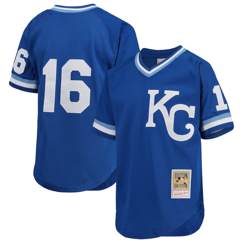 Youth - Bo Jackson Kansas City Royals Mitchell & Ness Cooperstown Collection Mesh Batting Practice Jersey - Royal Youth - Bo Jackson Kansas City Royals Mitchell & Ness Cooperstown Collection Mesh Batting Practice Jersey - Royal